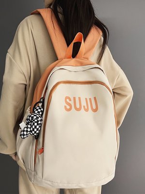 韓系慵懶風書包女大學生小眾設計感大容量16寸電腦雙肩包初中背包