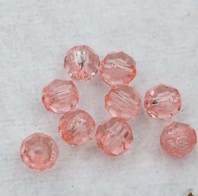 【匠真手作材料】…～5mm粉色透明圓角珠壓克力珠～…一份50個10元
