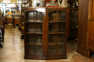 英國百年古董手工橡木雙開書櫃『全實木』 #623029
