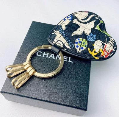 在途 Chanel vintage 07年涂鴉愛心鑰匙環/鑰匙扣/包掛