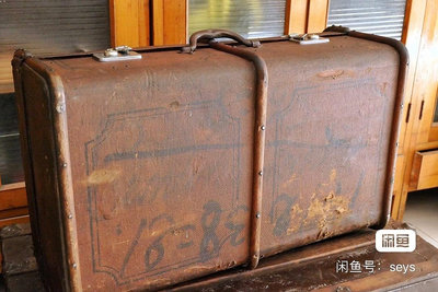 1930s法國古董大旅行箱，帶實木加固條，品相如圖，內外完好
