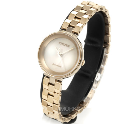 現貨 可自取 CITIZEN EW5503-59W 星辰錶 25mm 光動能 藍寶石 粉色面盤 玫瑰金色鋼錶帶 女錶