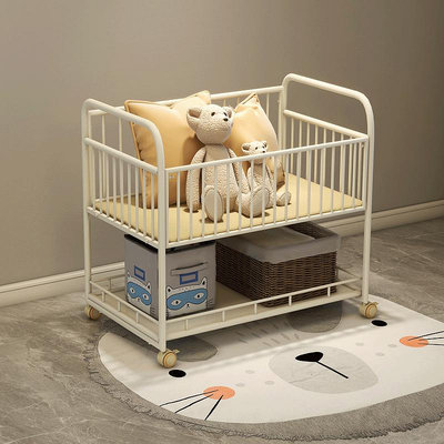 可移動鐵藝嬰兒床無甲醛環保新生兒寶寶床月子中心多功能拼接大床