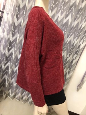 日本OLIVE des OLIVE 酒紅色寬鬆毛衣罩衫外套 ~AJ衣飾8w-10