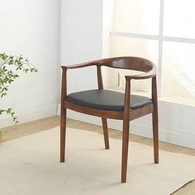 北歐實木餐椅現代簡約休閑椅子會議室洽談椅新中式圈椅實木總統椅-特價