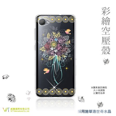 【WT 威騰國際】WT® HTC Desire 12 施華洛世奇水晶 彩繪空壓殼 軟殼 -【綻放】