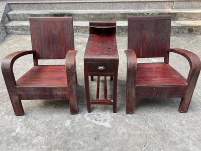 【二手】民國老椅子帶茶幾椅子設計獨特坐凳處寬敞且舒適比太師椅凳 民俗老物件 古董 老貨【久藏館】-1631