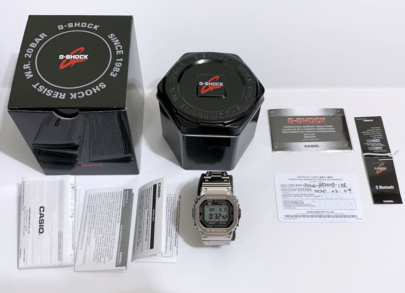 全新G-Shock 藍芽不鏽鋼錶銀色GMW-B5000D-1 木村拓哉著用| Yahoo奇摩拍賣