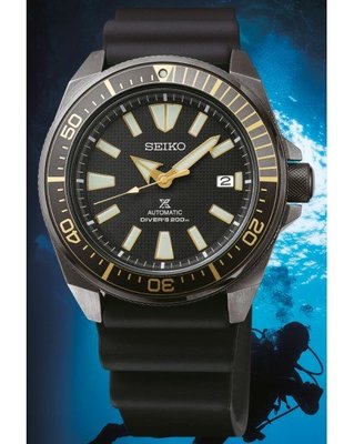 【金台鐘錶】SEIKO精工 Prospex SCUBA 潛水機械橡膠男錶 (黑x金) SRPB55K1