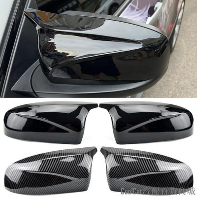 Cool Cat百貨BMW 2 件裝側翼後視改裝汽車造型亮黑色碳纖維圖案後視鏡蓋適用於寶馬 X5 E70 X6 E71 2008-2013