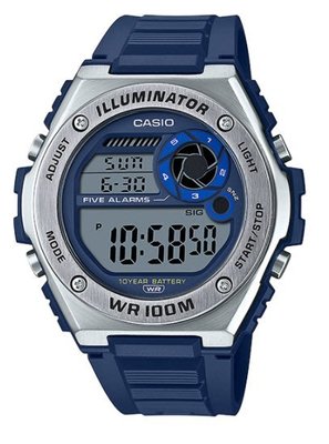 【CASIO 專賣店】MWD-100H-2A.9A 金屬風格電子錶 防水100米 兩地時間