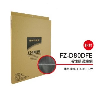 SHARP 夏普活性碳過濾網 FZ-D80DFE 適用機種型號:FU-D80T-W 公司貨附發票