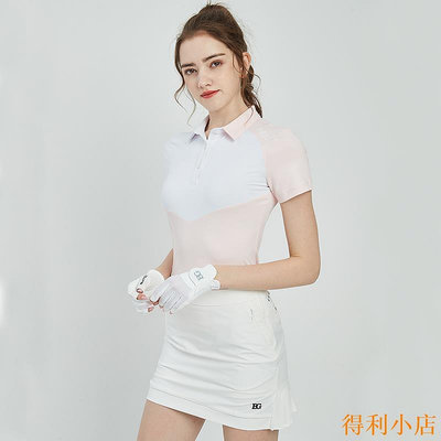 得利小店BG新款高爾夫球衣短袖T恤女夏季修身顯瘦女士上衣搭運動女裙白色