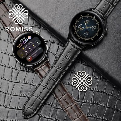 ROMISS意大利鱷魚紋適用三星智能手錶watch3/4錶帶active2錶帶watch4classic/gearS3/S4男女款Garmin佳明245
