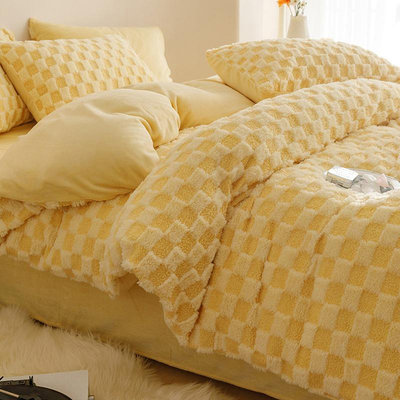 高級感兔毛絨床上四件套牛奶絨加厚雙面珊瑚法蘭絨床笠被套床單冬