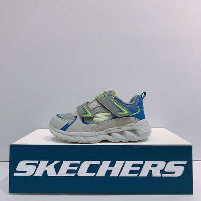 SKECHERS MAGNA-LIGHTS 小童 灰藍色 燈鞋 透氣 運動 休閒鞋 90751NCCBL