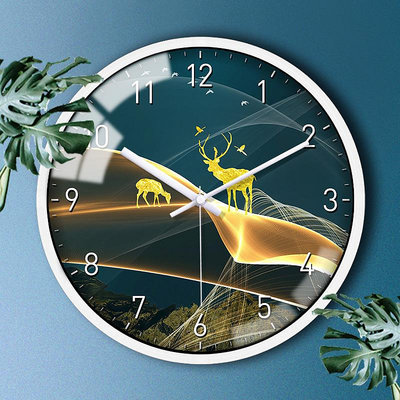 時鐘 10寸簡約鐘錶掛鐘客廳現代家用時鐘個性時尚創意鹿壁掛錶