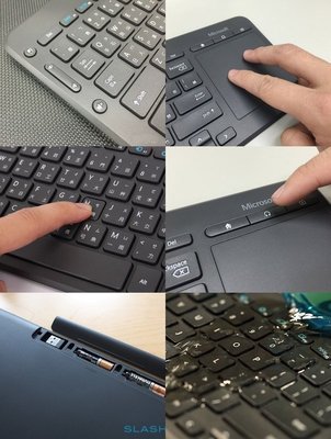 中文注音版Microsoft微軟多媒體無線鍵盤+多點觸控軌跡板All-in-One Media,巧克力靜音防潑水,滑鼠