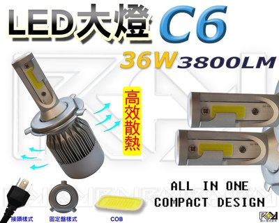 ⚡R+R⚡LED 大燈 C6 3800LM 一體式設計 COB晶片 左右發光 直上H4 HS1 H1 7 11 HB4