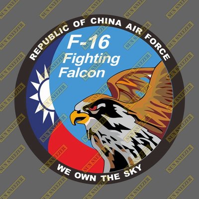 中華民國空軍 ROCAF F-16 飛行員 徽章 貼紙 尺寸88MM