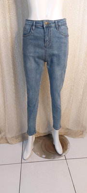 Z734精品服飾高腰淺藍色彈性牛仔褲XL