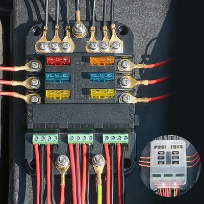 房車游艇保險盒帶紅藍指示燈多位汽車取電器保險絲盒ACC控制