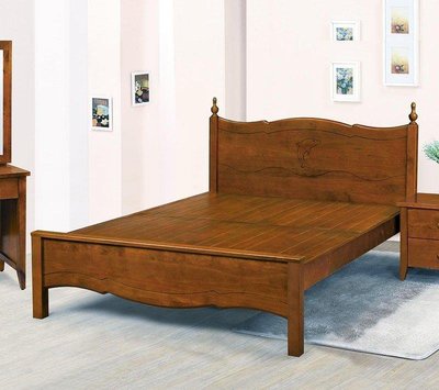 【萊夫家居】SSN-311-5：淺胡桃5尺雙人床台【台中家具】床架 松木實木床 床板高低可調 台灣製造 實木床