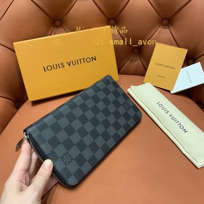 【二手正品】Louis Vuitton LV N63077 黑色棋盤格ZIPPY ORGANIZERㄇ 型拉鍊護照長夾