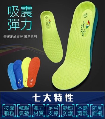 【💕小傑克鞋鋪💕】💥Leon Chang 雨傘牌 彈力吸震健康鞋墊 - 藍.綠.橘色 - 35~44 號 熱賣中