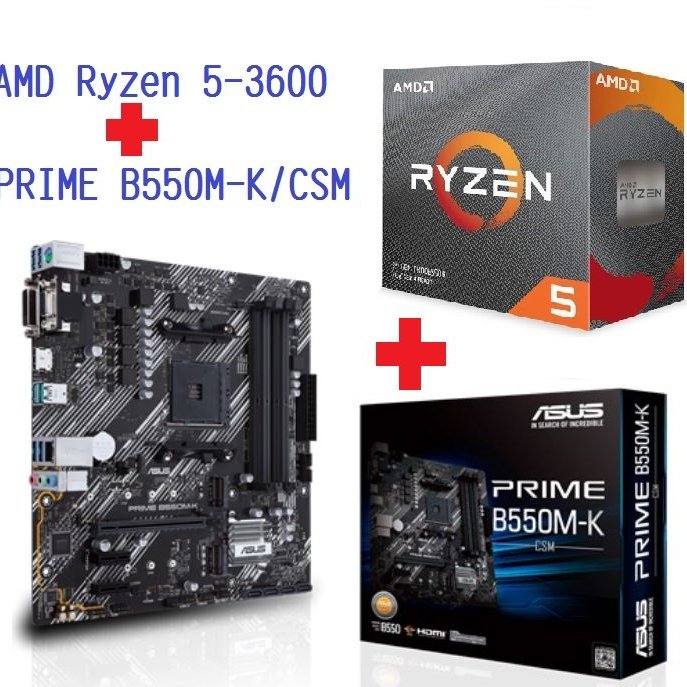AMD Ryzen 5-3600 3.6GHz 六核心CPU + 華碩PRIME B550M-K