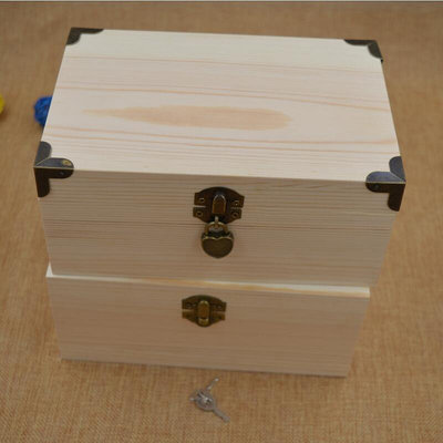 ⏪帶鎖收納箱⏪  帶鎖木盒收納盒實木復古大號木盒證件收納盒工廠直銷木盒子禮品盒