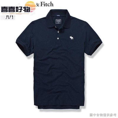 爸爸夏裝短袖t恤父親節Abercrombie&Fitch短袖polo衫男士新款夏季時尚翻領上衣小鹿AF裝~喜喜好物~