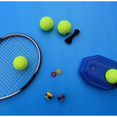 現貨熱銷-網球訓練器單人打回彈拍套裝帶線帶底座初學者拍體育用品鍛煉器材網球拍