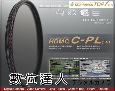 【數位達人】SUNPOWER TOP1 CPL 43MM多層鍍膜偏光鏡 / Canon EFM 22mm 可用