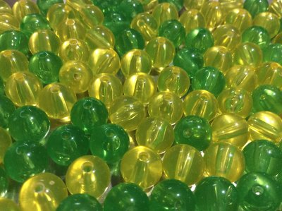兒童串珠 創意DIY 渾圓飽滿 黃 綠 壓克力 亮彩 果凍珠 剔透 圓珠 混款10mm 50顆