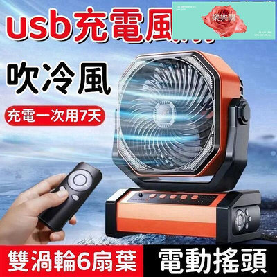 【現貨】雙渦輪 風扇電風扇 usb充電風扇 自動搖頭風扇 便攜風扇 擺攤風扇 戶外風扇 車載風扇 宿舍臺掛扇