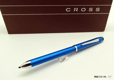 【圓融文具小妹】先付款免費刻字 CROSS 高仕 Tech3+ 觸控 三用筆 金屬藍 AT0090-8 #2500
