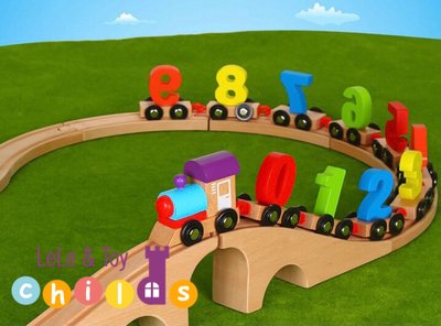 現貨！木質數字車 數字小火車 積木玩具車 兒童玩具 兼容IKEA木質軌道 木質軌道玩具車