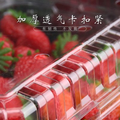 下殺 《ukik601》水果包裝盒一斤裝一次性水果盒帶蓋透明塑料草莓盒500克櫻桃盒子