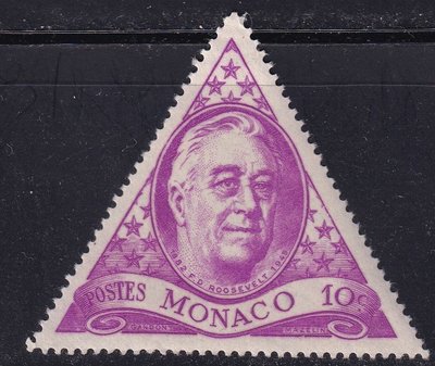 法屬摩納哥1950『美國總統 - 羅斯福』雕刻版新票