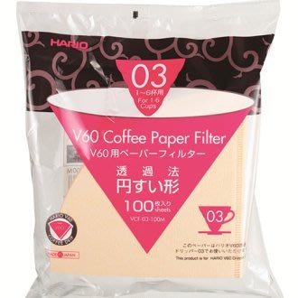 晴天咖啡☼ VCF-03-100M無漂白濾紙1-6杯用 100入 日本HARIO V60圓錐濾杯專用V03手沖咖啡