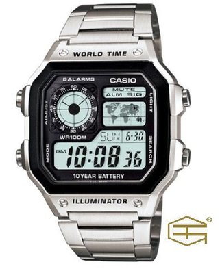 【天龜】CASIO 十年電力世界時間錶款 AE-1200WHD-1A