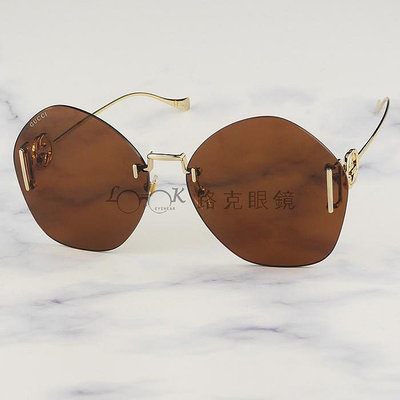 Gucci 太陽眼鏡 無框 金屬鏡腳 附可拆眼鏡鏈 GG1203S 003