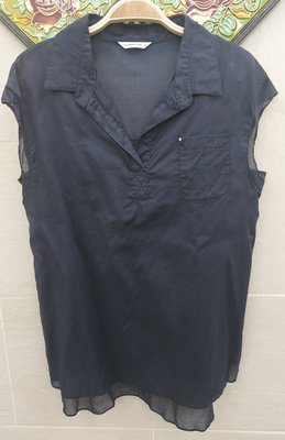 T3164#TERNGYUN春夏極輕薄透氣純棉深藍色短袖上衣42/L號約9成新250元出清