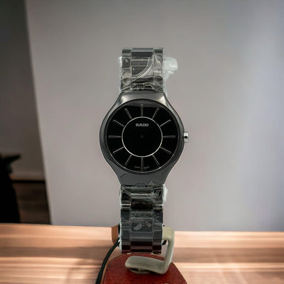 樂時計 超級折扣 全新 RADO 雷達錶 True Thinline 真我超薄系列 R27742162 黑陶瓷 30mm 女錶 石英錶 盒單齊全