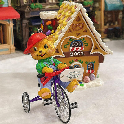 現貨 圣誕古董掛件擺件稀有款小貓騎自行車特價包郵非賀曼ene