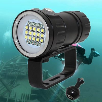 【台灣製造】27LED潛水補光燈白光紅光藍光大功率補光攝影照明潛水手電筒15L2
