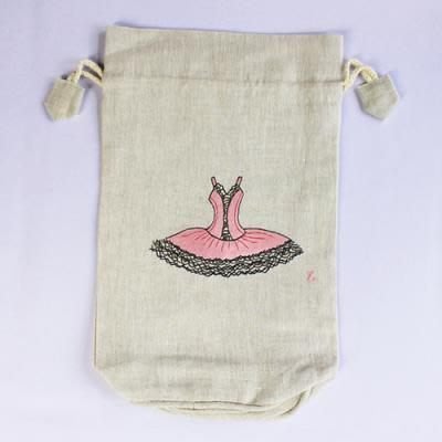 AG芭蕾小棧生日畢業表演禮物日本進口製造Zenma棉麻粉紅舞衣舞鞋中型圓底束口袋