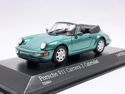 【秉田屋】Minichamps Porsche 911 Carrera 2 Cabriolet 1990 綠 1/43