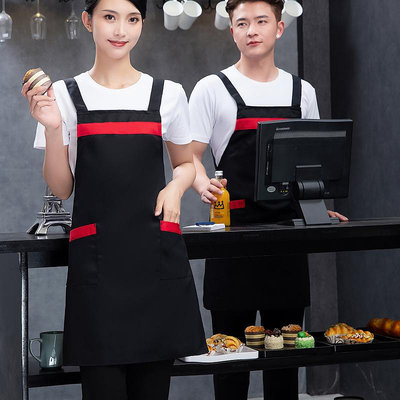 工作圍裙定製logo印字時尚女超市火鍋廚房防水飯店餐飲專用訂做男